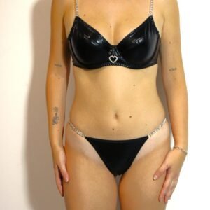 Conjunto Black Leather con Cadena 2 Piezas